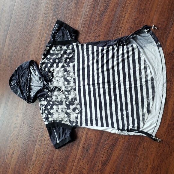 Balmain Other - Balmain stripes and stars hooded Tee XL